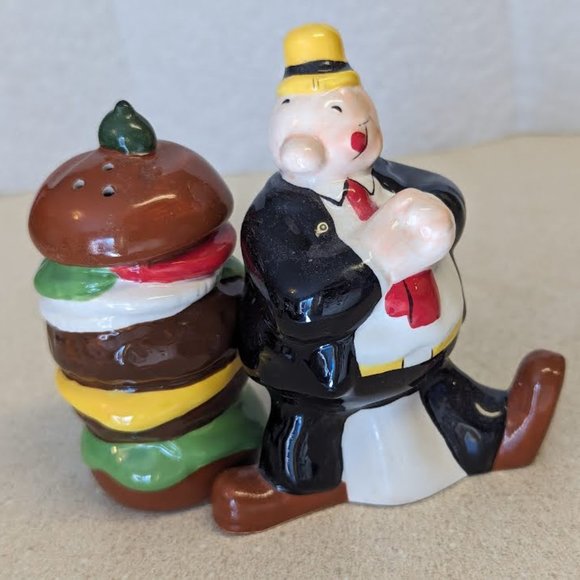 Source Unknown Other - Popeye's Wimpy and hamburger salt and pepper shakers set